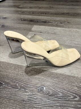 Clear wedge heels